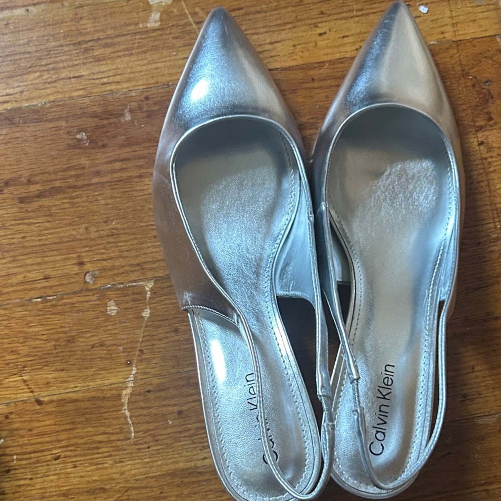 Calvin Klein Metallic Silver Heels